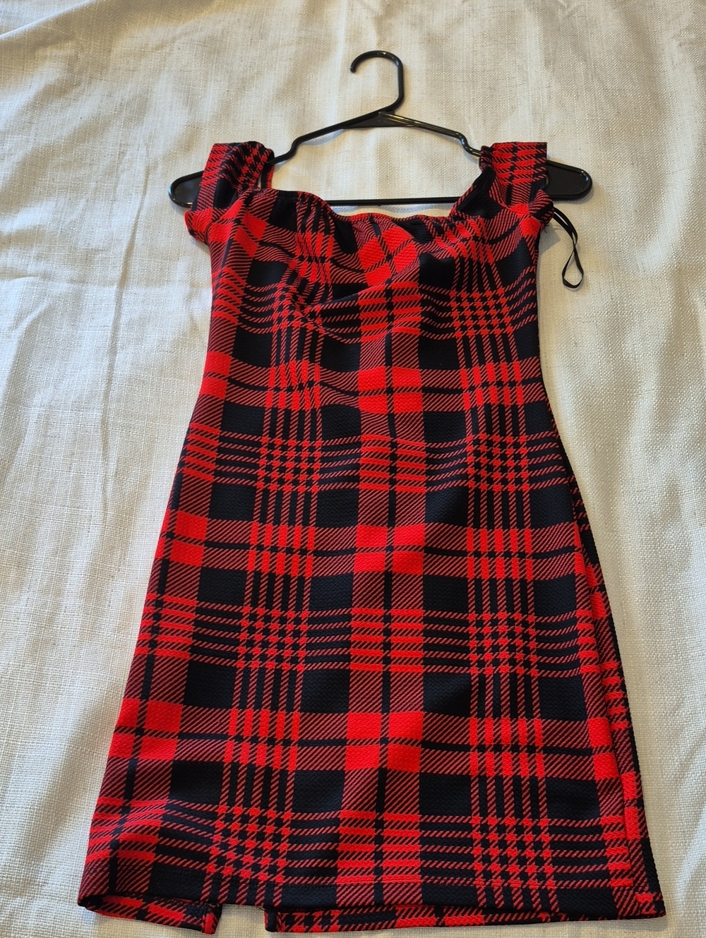 Red and Black Plaid Mini Dress